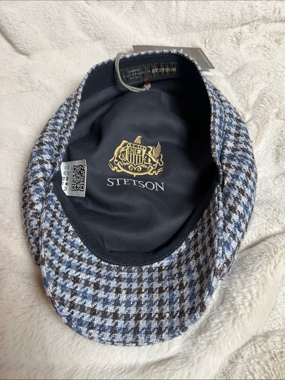 Stetson Blue and Black Houndstooth Newsboy Hat - Picture 4 of 6